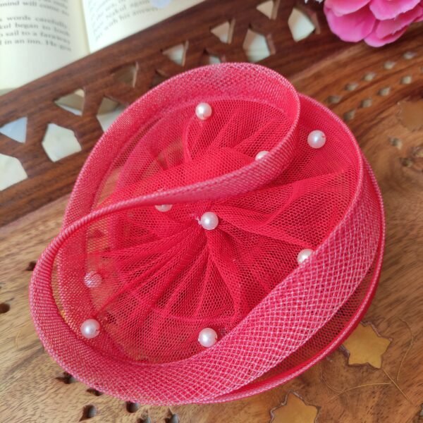 pearl fascinator red color