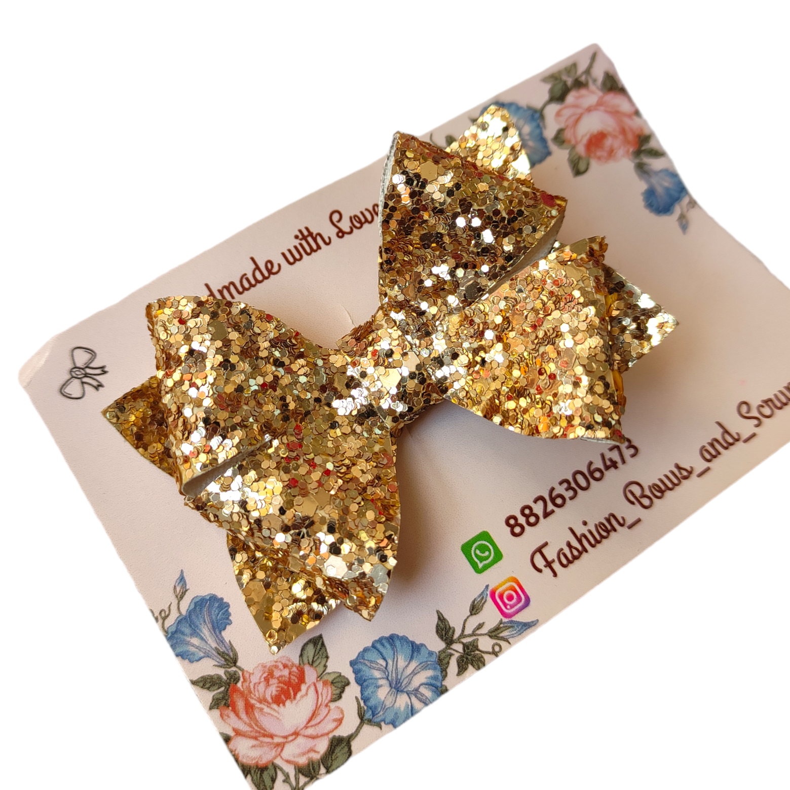 golden sparkle Handcrafted Bows and Scrunchies Handmade Pigtail Bows Fascinators