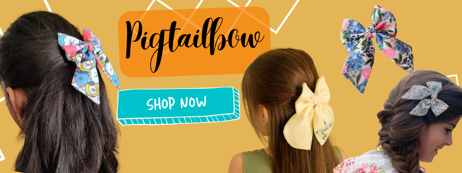 bows and scrunchies banner pigtail