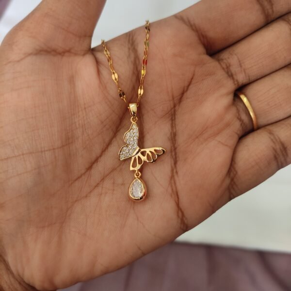 Butterfly  stone drop neckalce